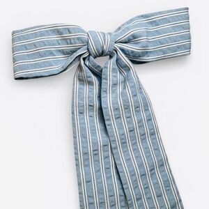 Stripe Seersucker Bow Alligator Hair Clip Blue New